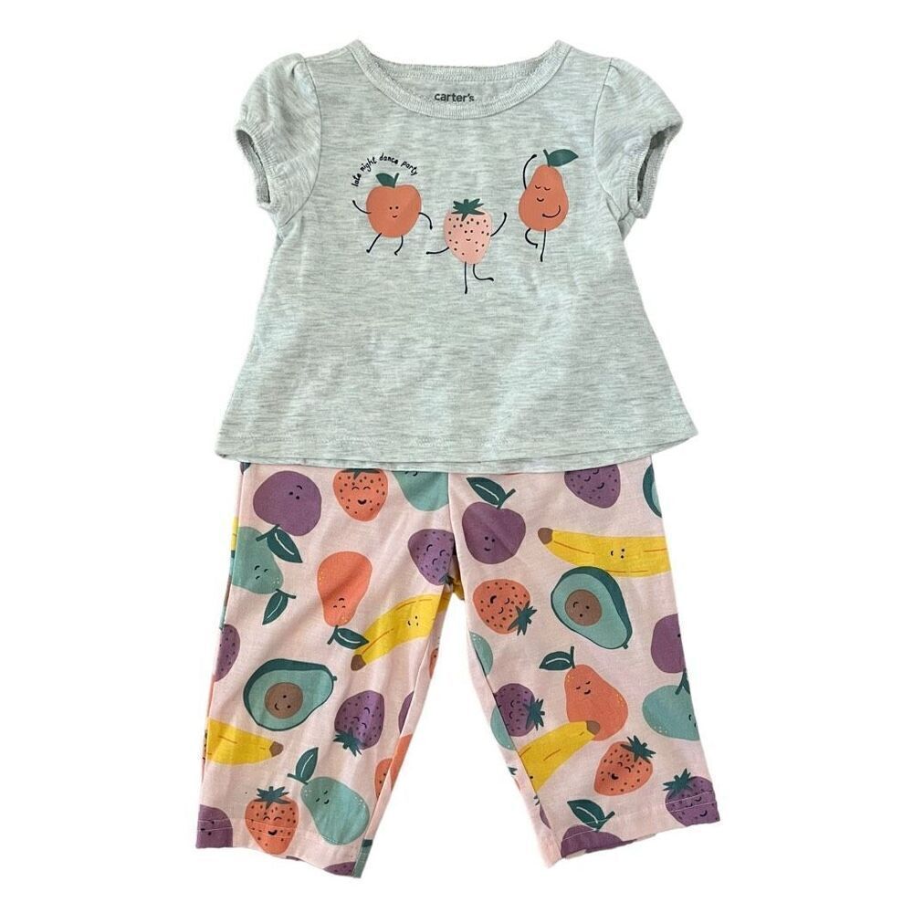 Carters Baby Fruits Short Sleeve Top Pants Pajama Set 2 Pcs Size 12M Multi-Color